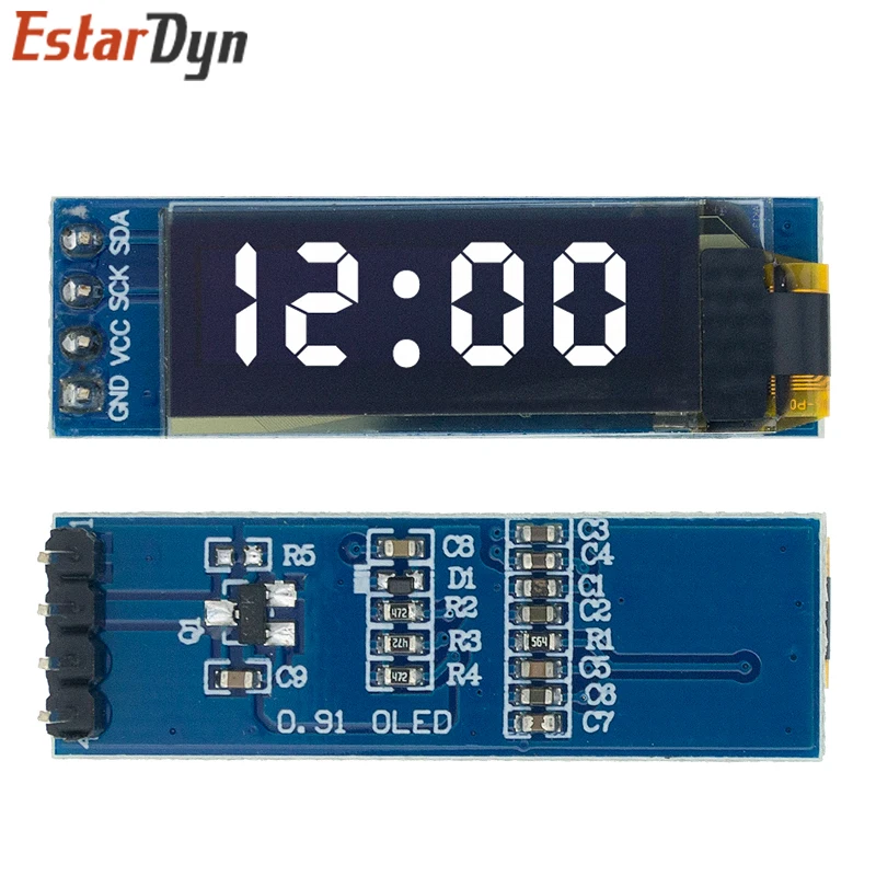 Módulo OLED de 0,91 pulgadas para Arduino, módulo de pantalla LED LCD de 0,91 pulgadas, OLED Blanco/Azul de 128X32, comunicación IIC de 0,91 pulgadas