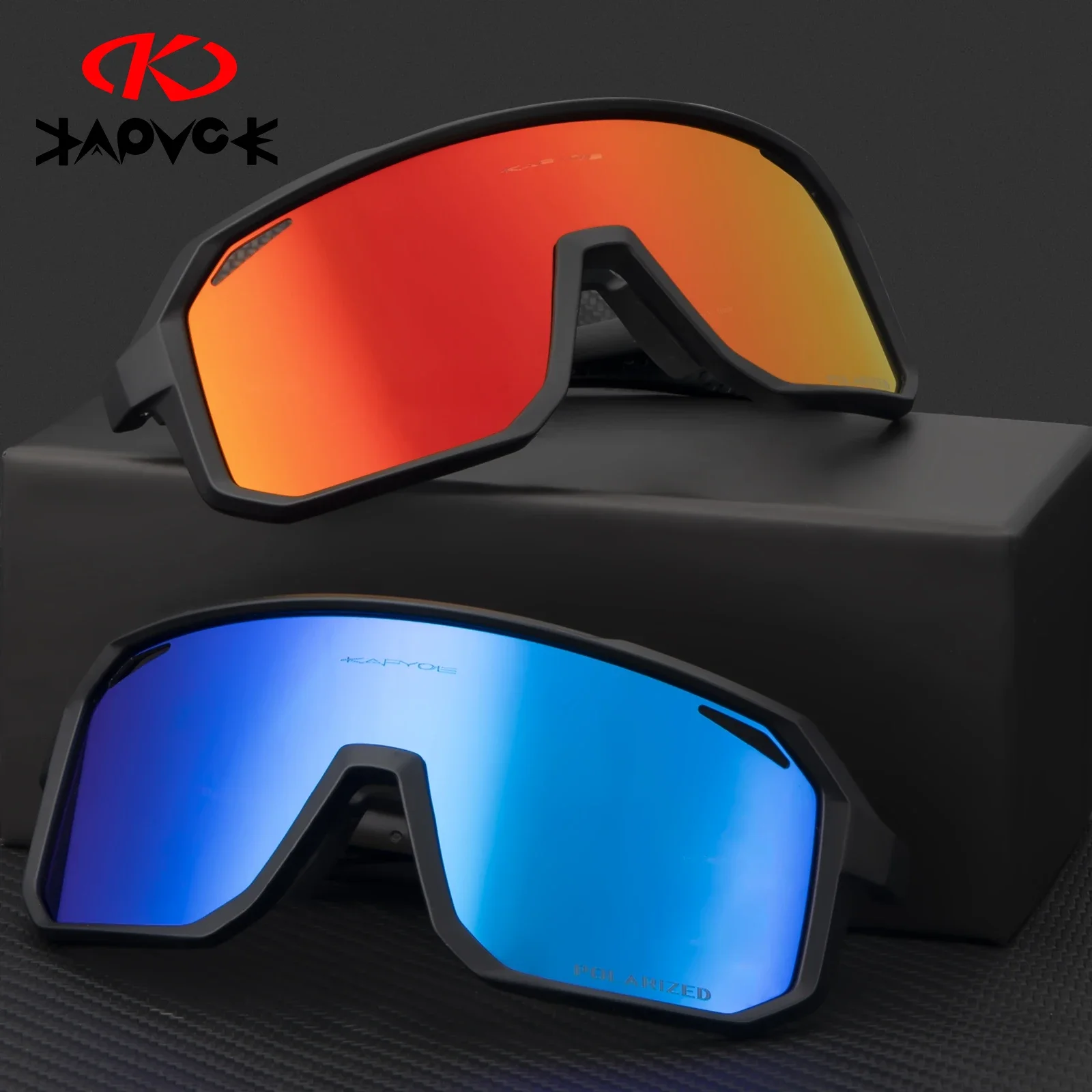 KAPVOE Polarisierte Radfahren Fahrrad Brille Outdoor MTB Rennrad Reiten Sonnenbrille UV400 Brille Männer Frauen Sport Wandern Brillen