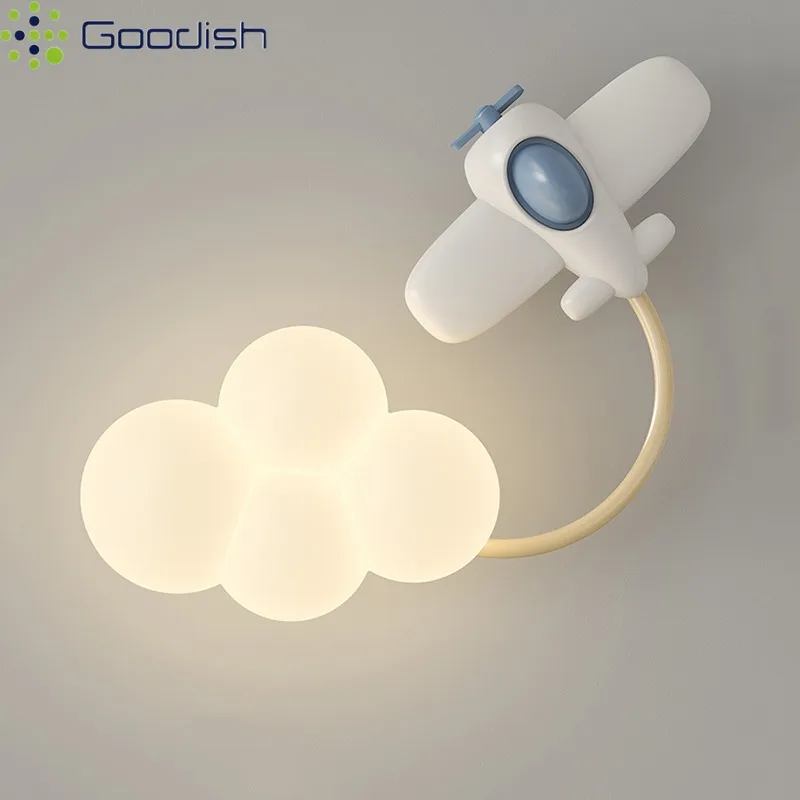 Modern Luxury Nordic LED Wall Lamps Cartoon Airplane Balloon Rainbow Art Creative Lights for Bedroom Home Decoration Chandelier