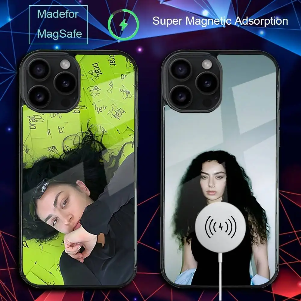 

C-Charli XCX B-Brat Phone Case For iPhone 17,16,15,14,13,12,11,Pro,Max,Plus,Mini,SE4,E Magnetic Magsafe Wireless Charging