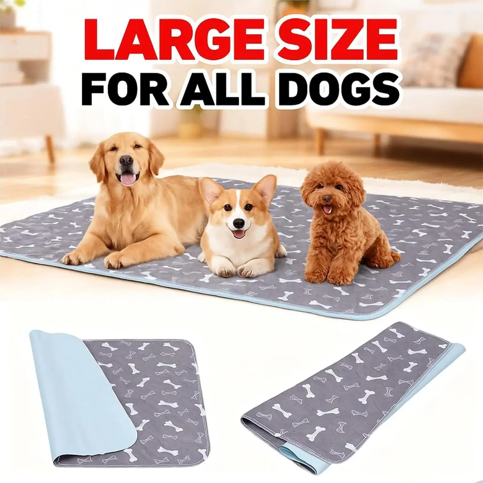 Washable Dog Pee Pads Fast Absorbent Training Mat Leak-Proof Non-Slip Pet Training Pads Reusable Puppy Pee Pads for Home Travel view 4