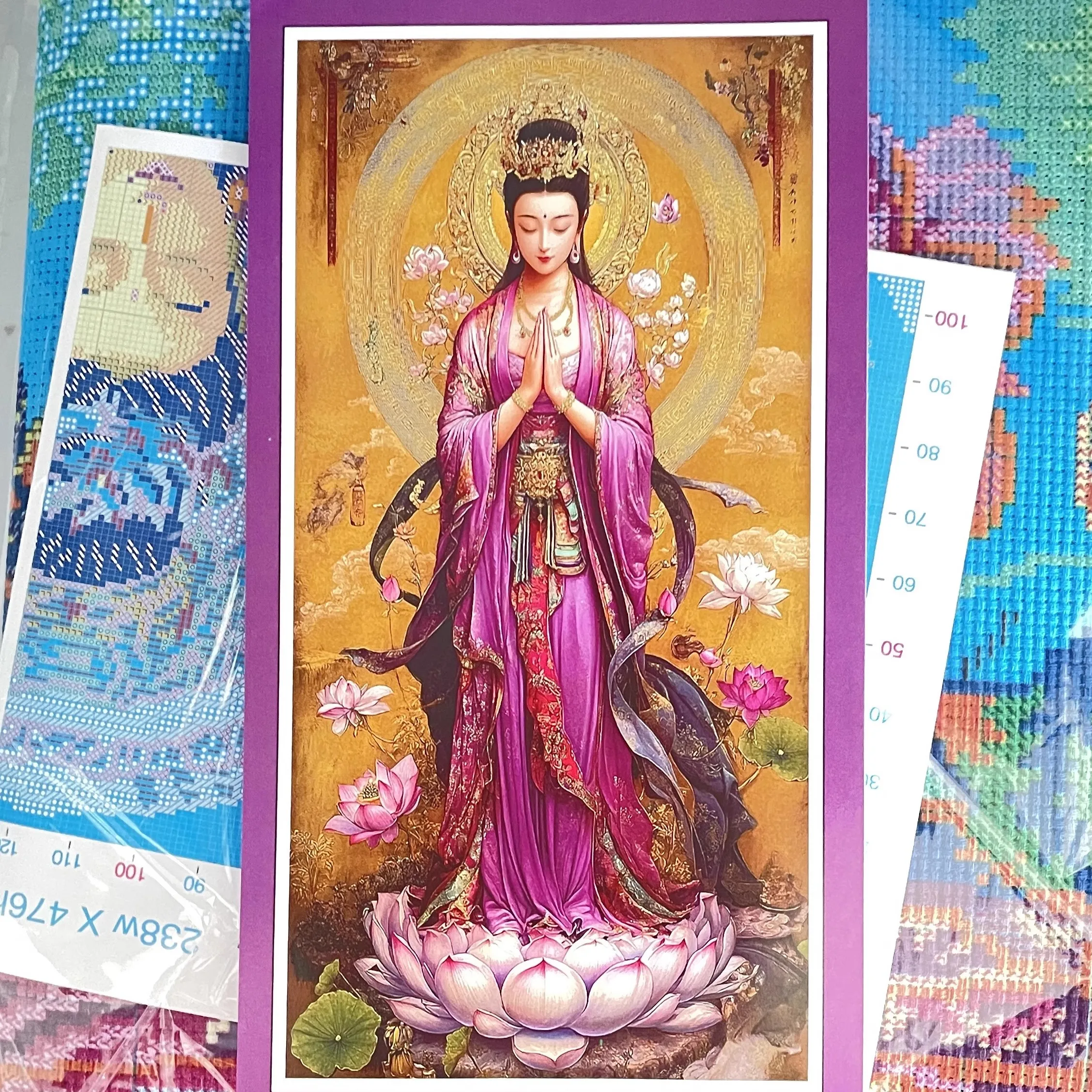 11ct 120x66cm Guanyin DIY Painting Cross Stitch Kits Embroidery Cross-stitch Needlework Craft Printed Fabric Home Decor