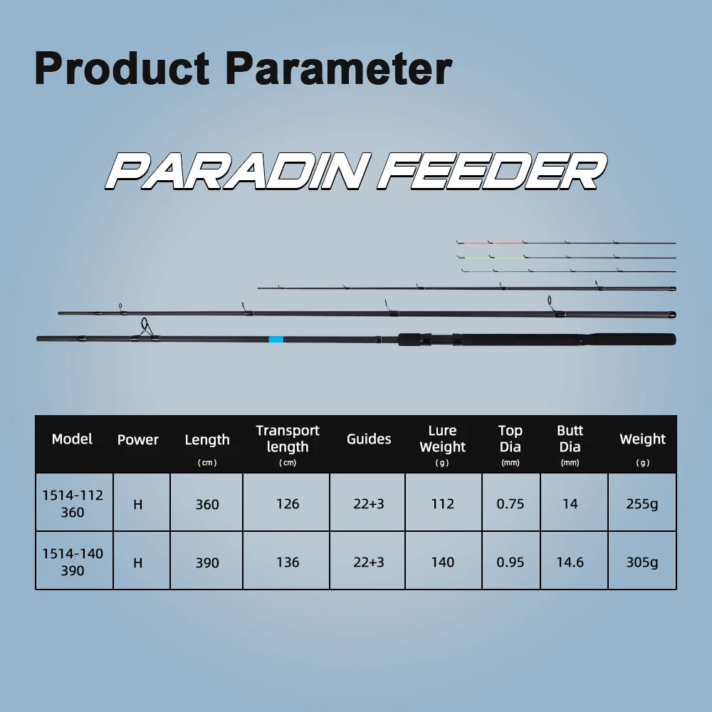 Mifine Paradin Feeder 3,60 m – Caña carbono 3 puntas carpa - imagen 3