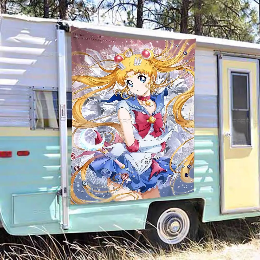 Anime Sailor Moon Cartoon Flag Wall Hanging Banner Decoration Household Home Decor