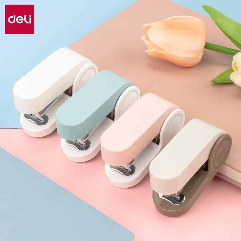 DELI Mini Stapler Set with Staples 24/6 Easy-Press Stapler Portable Paper Binding Tool for Students Office & Home Use