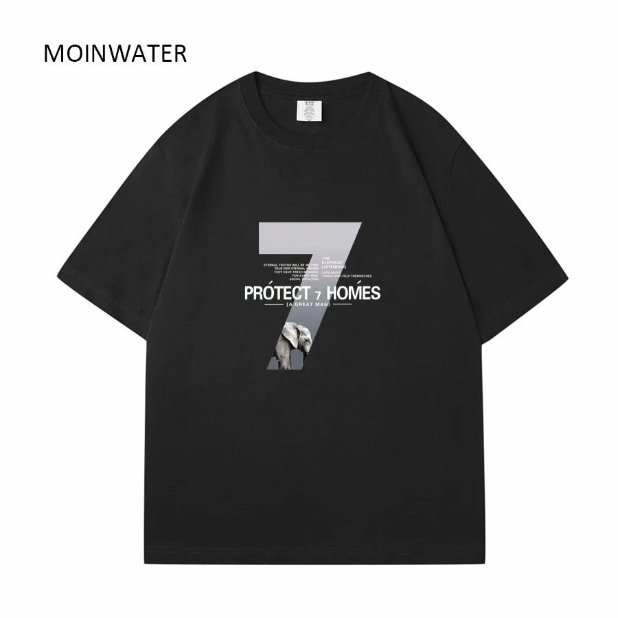 

MOINWATER Новые мужские черные летние футболки, мужские футболки из мягкого хлопка с прохладным принтом, темно-синие повседневные топы с коротким рукавом для молодых MMT2322