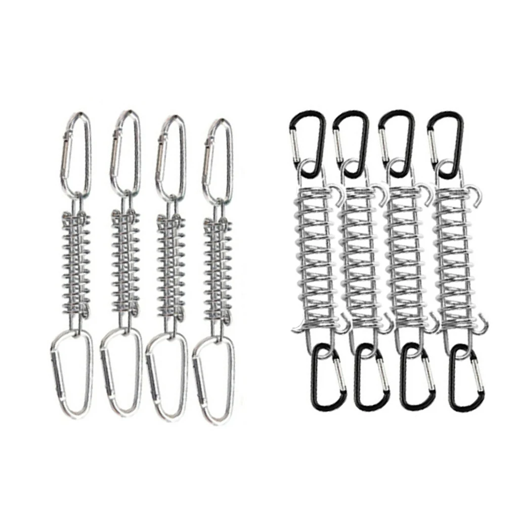 4 Pieces Portable Stainless Steel Tent Tension Spring Buckle Canopy Awning Rope Tensioner Outdoor Equipment Silver