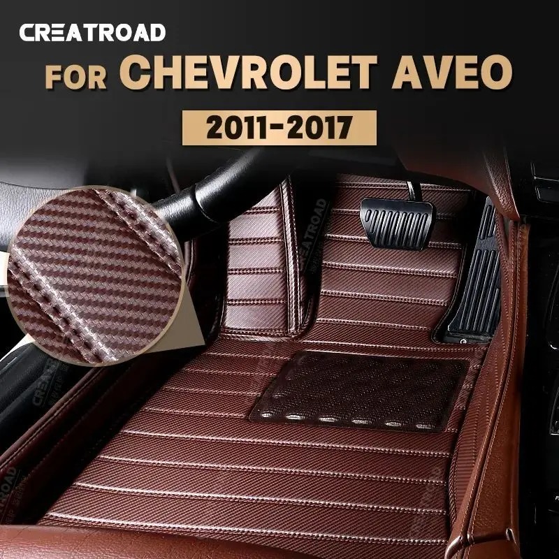 

Custom Carbon Fibre style Floor Mats For Chevrolet Aveo 2011-2017 12 13 14 15 16 Foot Carpet Cover Auto Interior Accessories