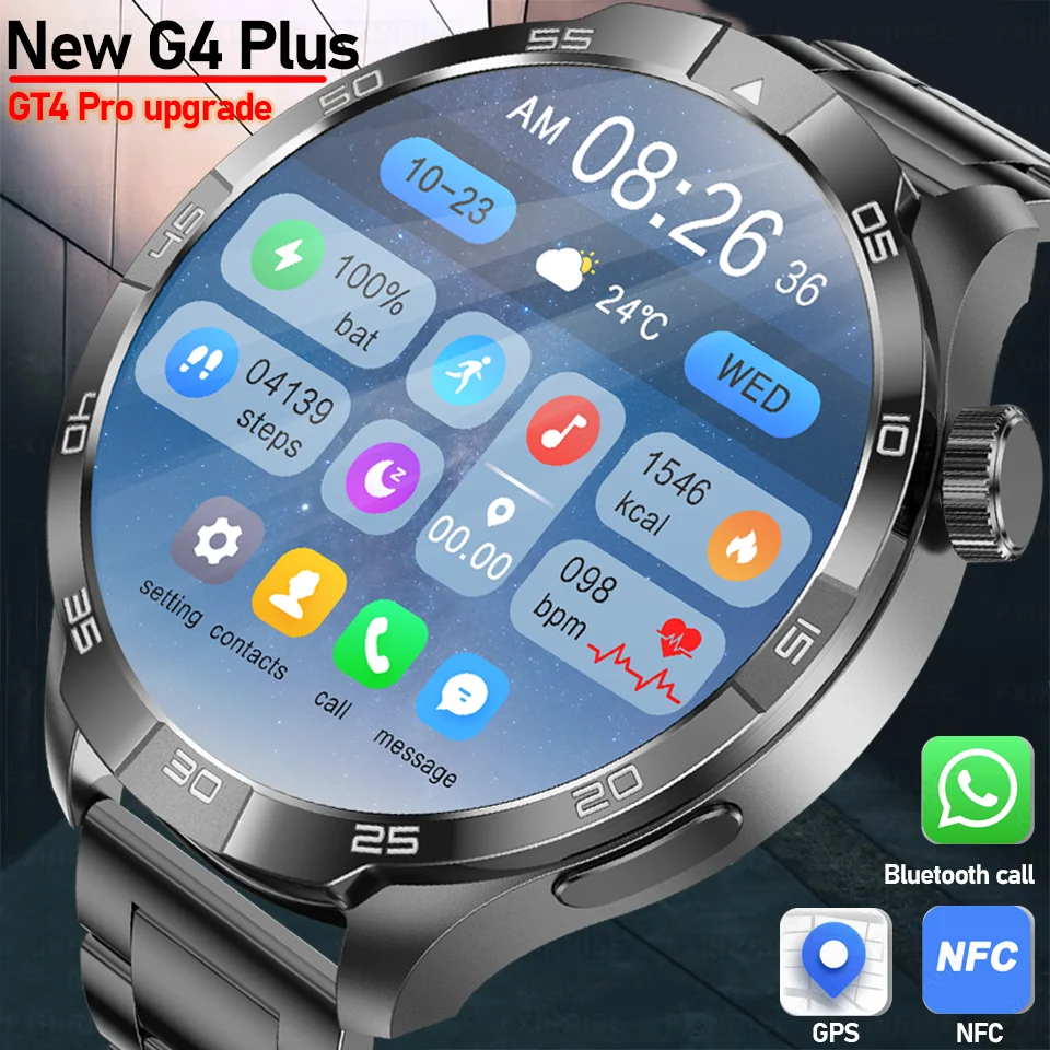 New Huawei G4 Plus SmartWatch GT4 Pro upgrade Men HD Screen BT Call NFC GPS Dynamic Island Waterproof Heart rate SmartWatch 2025