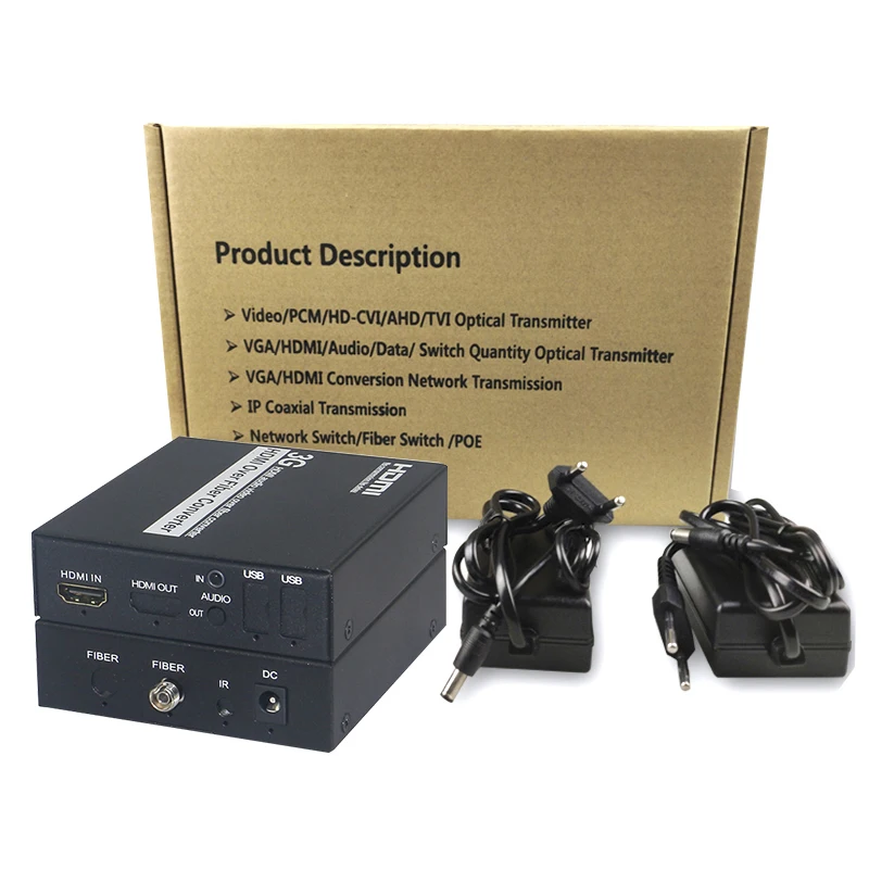 H-DMI Audio para Fiber Optic Media Converter, transmissor receptor com entrada de áudio externa, vídeo descompactado, 1-ch