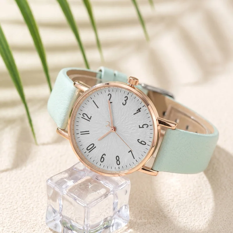 Simple Women's Quartz Watch With Leather Strap Student Digital Scale Design Casual Daily Wear Versatile Timepiece Ladies Watch