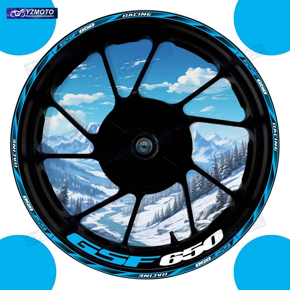 For GSF650 GSF 650 Motorcycle 17 Inch Front And Rear Wheel Stripe Sticker Wheel Tape Decorative Decal Reflective Rim Stickers