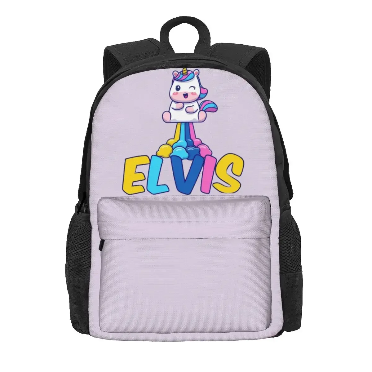 Unicorn Poop Rainbow Elvis Name Label Backpacks Bookbag Students School Bags Cartoon Kids Rucksack Travel Rucksack Shoulder Bag