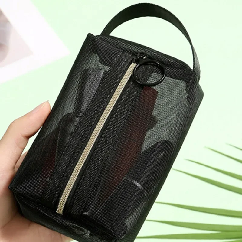 Portable Cosmetic Storage Bag Semitransparent Wash Supplies Nylon Mesh Bags Zipper Opening Small Objects Pouch Makeup Package