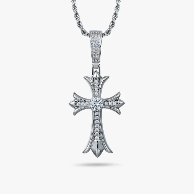 Hot-selling S925 sterling silver D-color moissanite pendant cross hip-hop wearable single stone necklace
