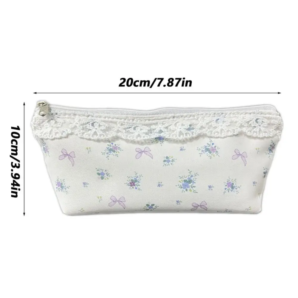 High Quality Lace Bowknot Floral Pattern Pen Bag Large Capacity Multifunctional Pencil Case Stationery Bag School Office