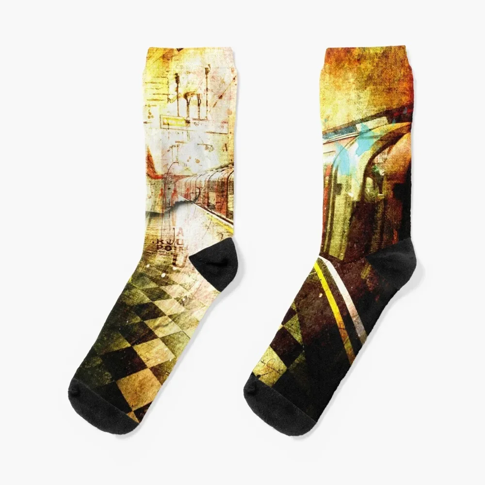 

London Tube Tapestry Socks Stockings compression Non-slip heated Socks Woman Men's