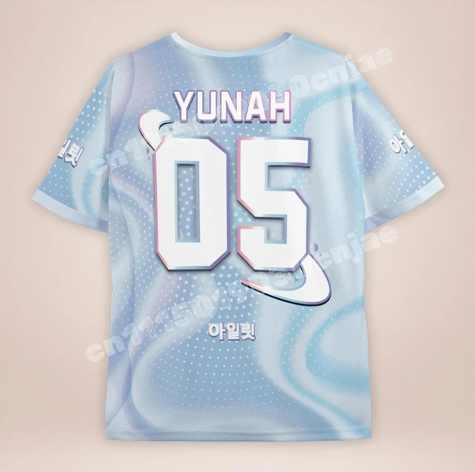 Kpop NMIXX Iroha Nr. 5 Gradient Tie Dye Sport Jersey Leichtes T-Shirt Familien-Set Eltern-Kind-Konzert-Outfit Familien-Kinder-T-Shirts – Detail 4