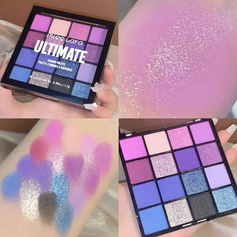 16-kleuren oogschaduwpalet mat glitter parelmoer poeder delicaat gemakkelijk te reinigen glans oogschaduw groene geest make-up