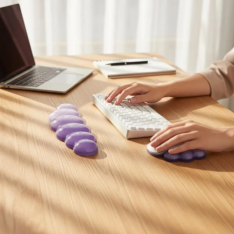 Soft Purple Cloud Shaped Keyboard Wrist Rest Mouse Pad Set Ergonomic Wrist Support for Office Work Gaming Desktop Accessory