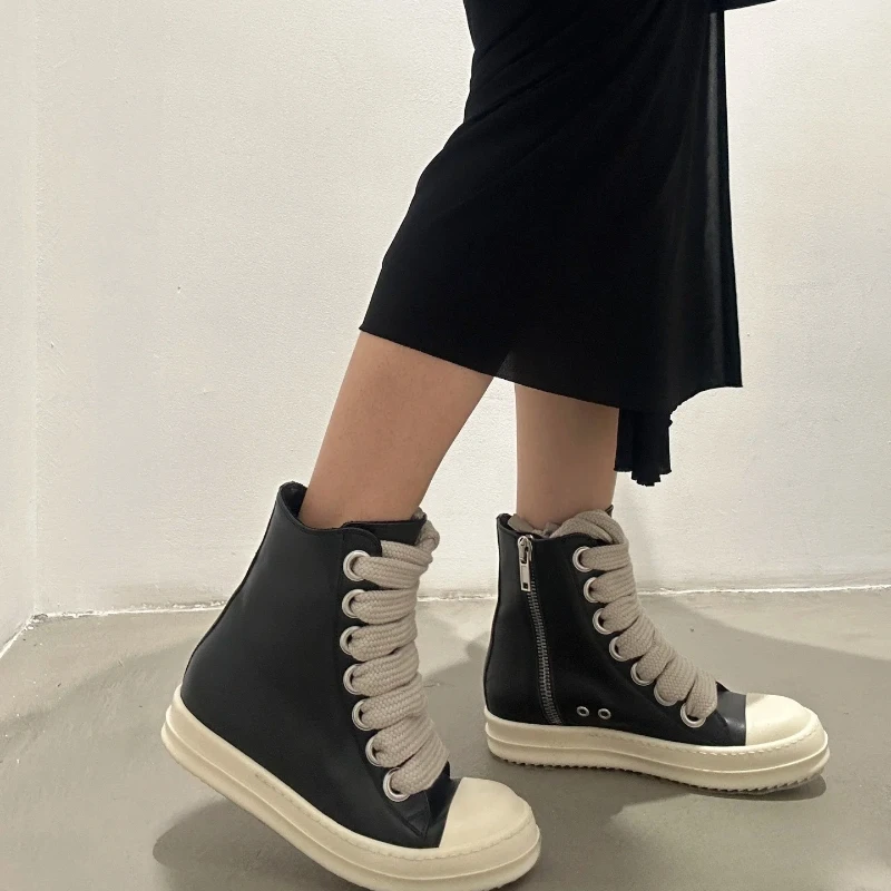Owens Women\'s Sports Shoes  Men\'s Sports Shoes  luxurious 2025Designer Lace-up Flat Casual Shoes Thick Sole High Top Short shoes