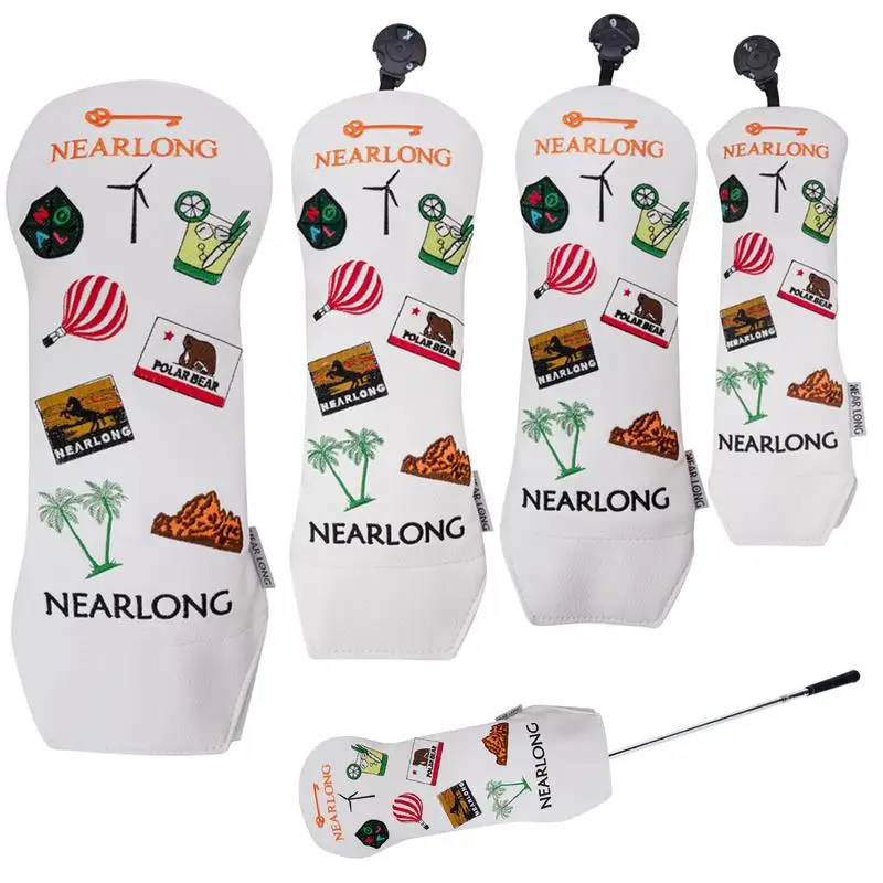 

Golf Head Covers Soft Golf Headcovers Golf Driver Covers White PU Leather Golf Driver Cover Golf Club Head Covers For Family