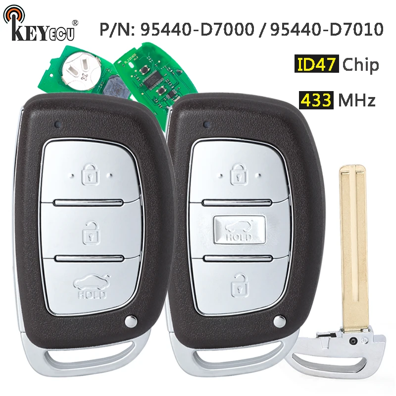 

KEYECU 433MHz ID47 Chip P/N: 95440-D7000 95440-D7010 Smart Keyless Remote Car Key for Hyundai Tucson 2016 2017 2018