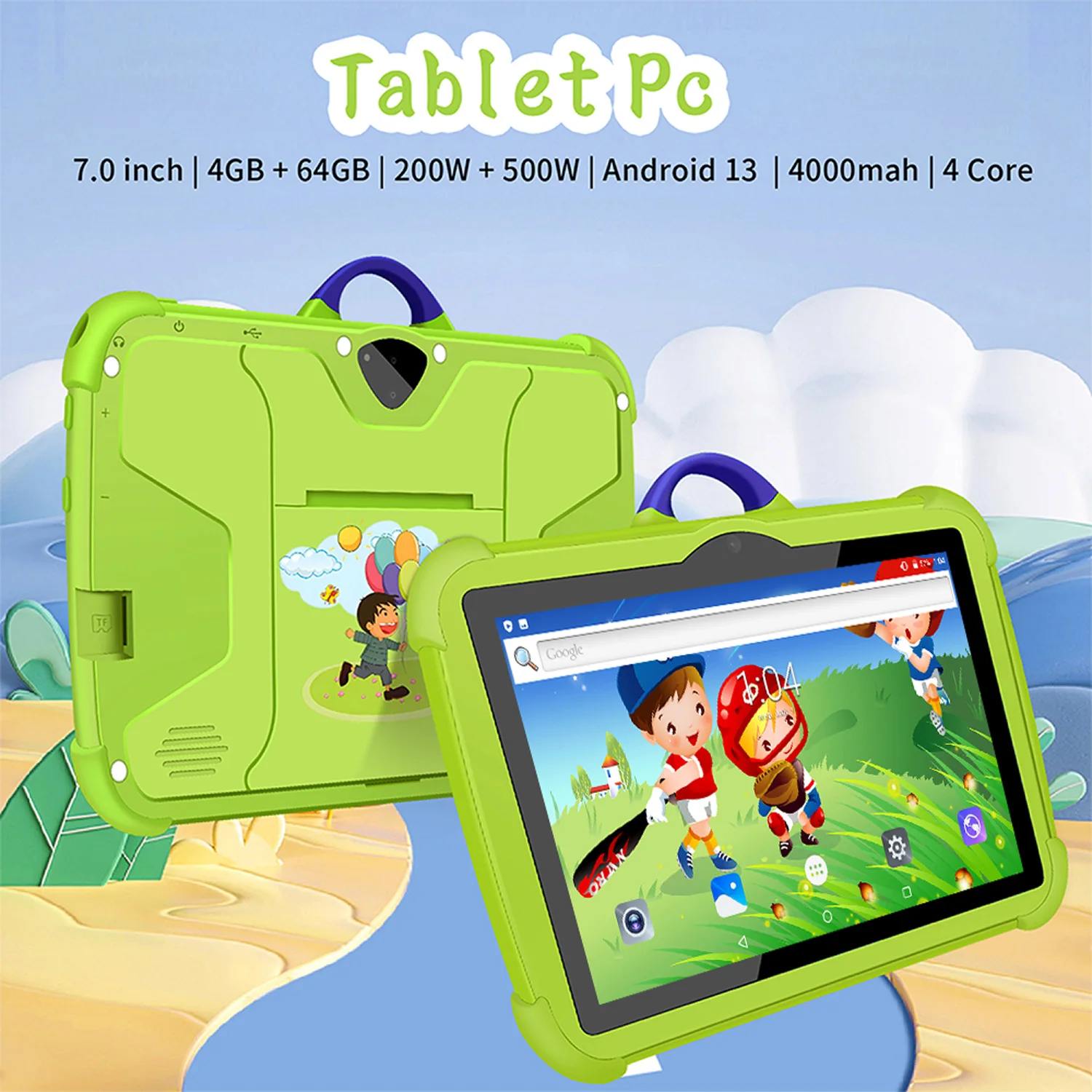 

New 5G Kids' Pad 7 Inch Android Learning Education Kids Tablets Quad Core 4GB RAM 64GB ROM Dual Cameras 5G WiFi Tablet 4000mAh