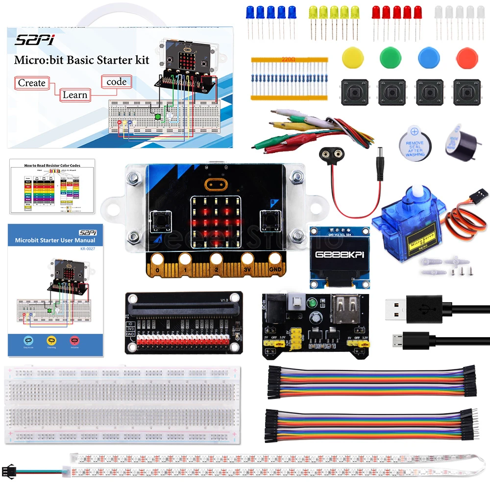 BBC Micro:Bit V2 Basic Starter Kit , Programming, Coding for Kids Teens Discovery Kit