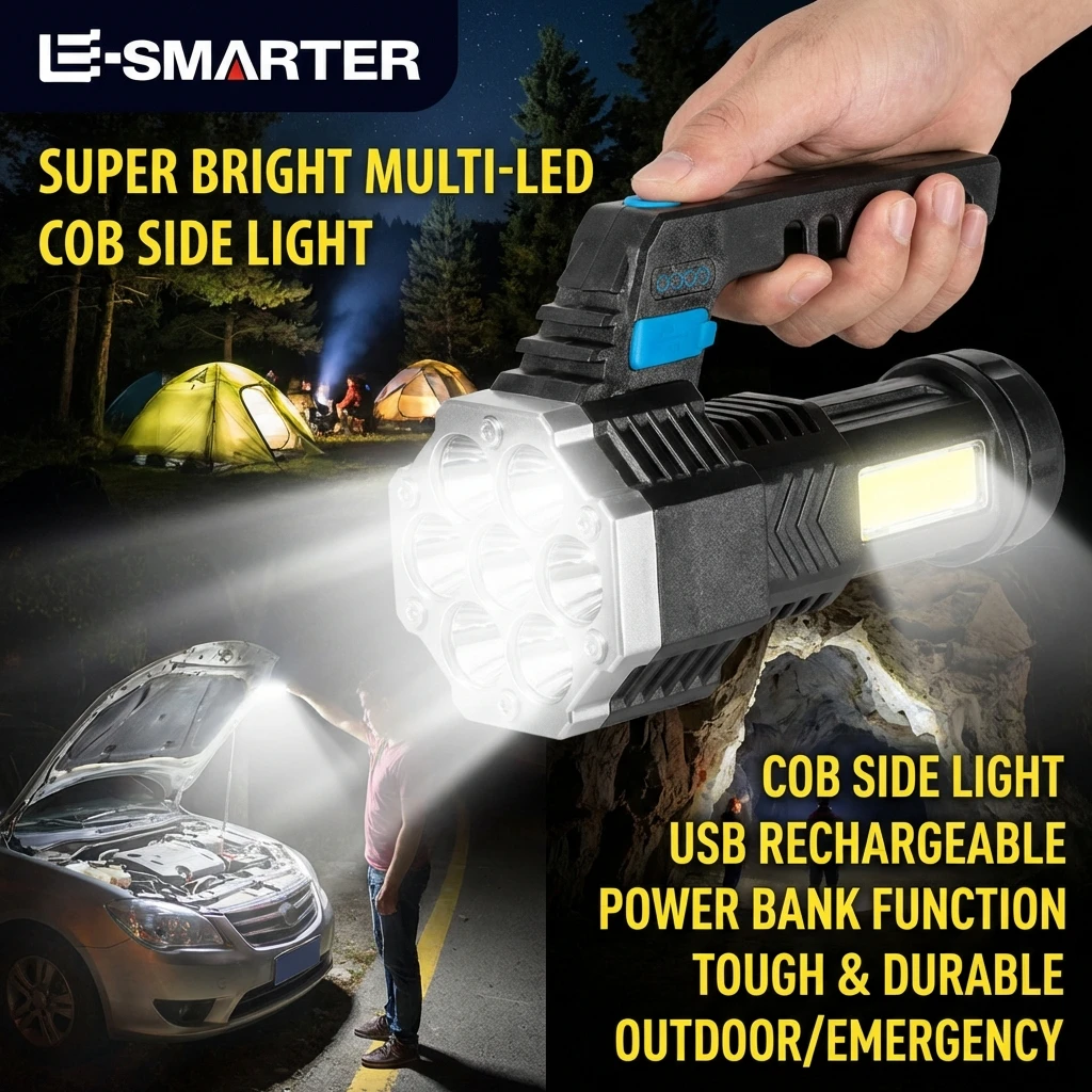 

Перезаряжаемый портативный фонарь COB для активного отдыха, походов и кемпинга, мощный светодиодный фонарик с 7 светодиодами