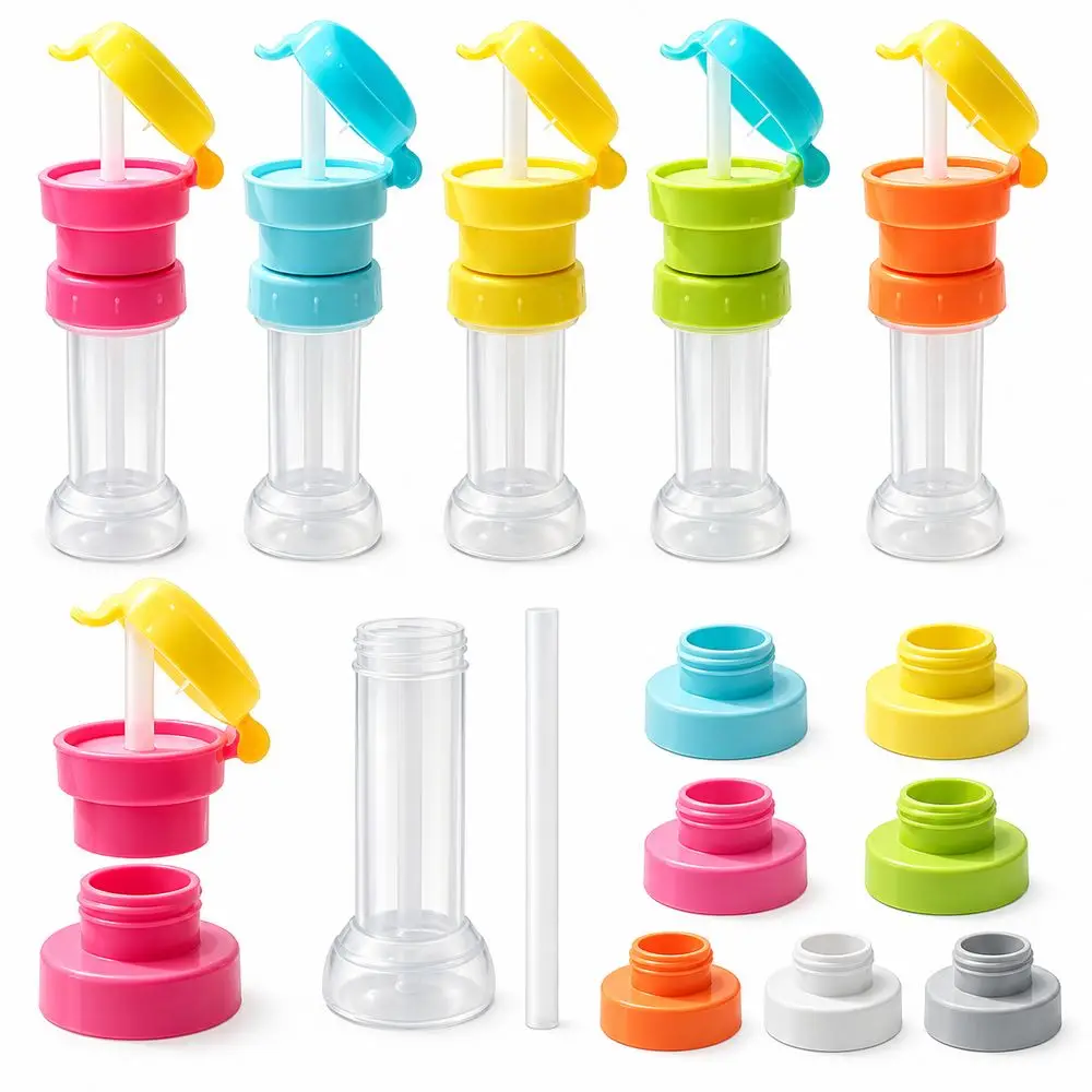 Reusable Straw Straw Bottle Cap Flip Top Lid Wide Opening Beverage Bottle Cap Colorful Reusable Straw Lid Daily Drinking Use