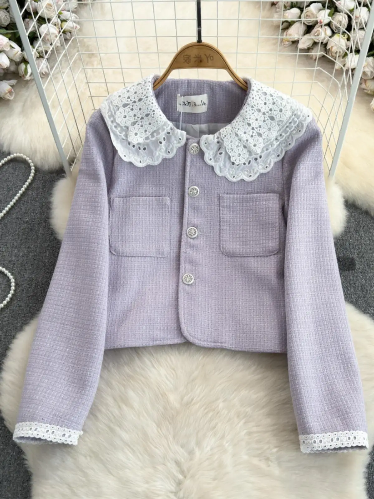 

Повседневное твидовое пальто осень-зима Faion, женское свободное пальто с кукольным воротником на пуговицах, верхняя одежда для поездок на работу Sle Long Sve