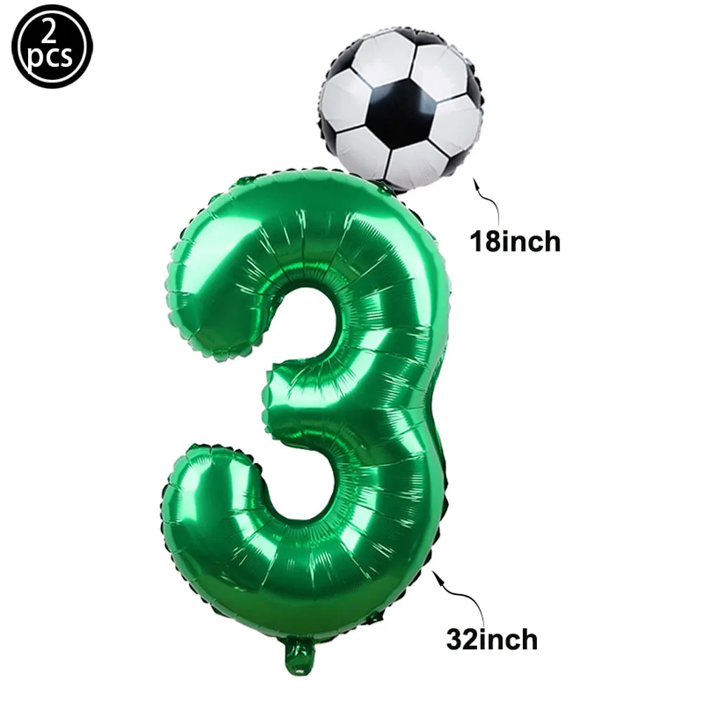 2 teile/los 32 zoll Grüne Anzahl Folien Ballons 18 zoll Fußball Helium Ballons Fußball Fußball Geburtstag Parti Sport Themen Party decors – Detail 2