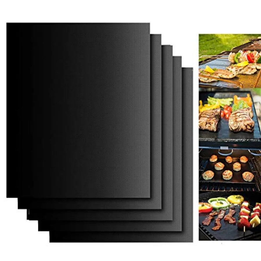Grill Mats for Outdoor Grill, Grill Mats Non Stick Set of 5 BBQ Grill Mat Baking Mats Teflon BBQ Grilling Accessories Reusable,
