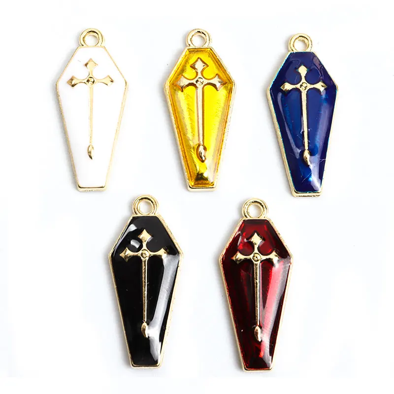 Dark Style Halloween Cross Tombstone Enamel Charms 10pcs DIY Gothic Retro Ornament Findings Necklace Bracelet Earrings Pendants