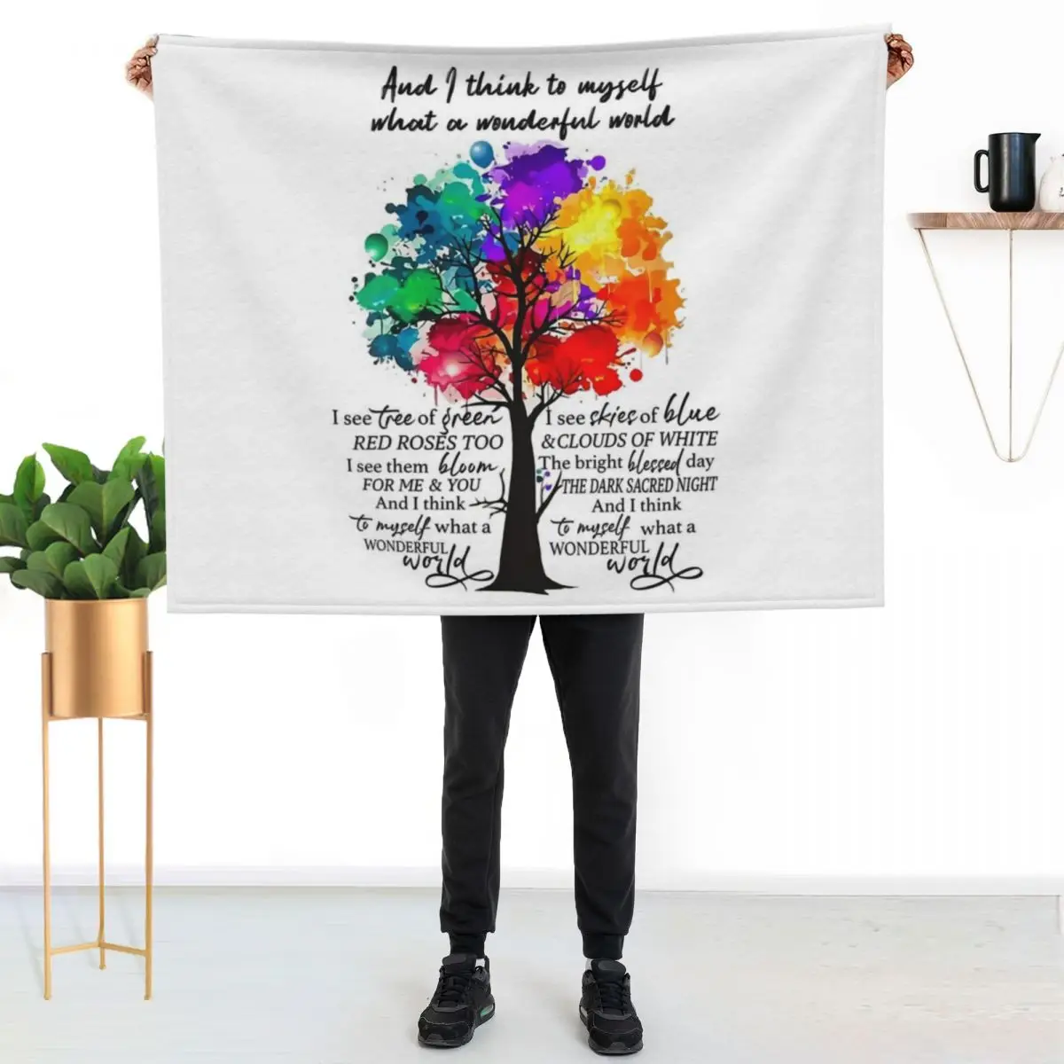 And I Think To Myself What A Wonderful World Throw Blanket Flannel Loose For Decorative Sofa manga Giant Sofa Soft Big Blankets