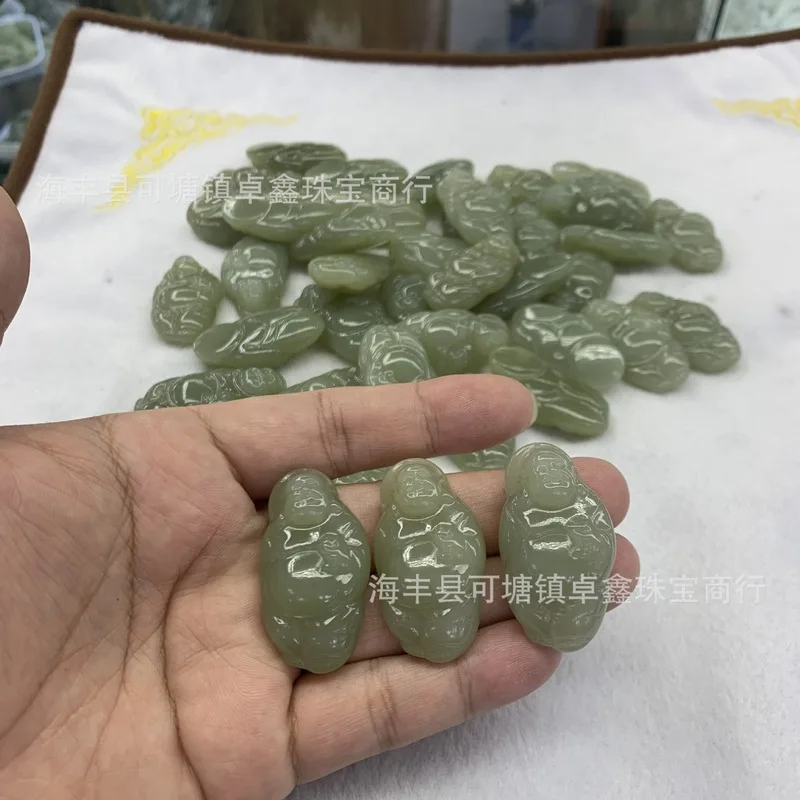 Natural Hetian Jade Standing Maitreya Laughing Buddha Pendant, Fashionable And Versatile