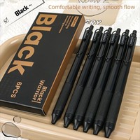 6Pcs High Quality 0.5mm Neutral Pen Black Smooth Writting Ink Pen Quick-Drying Press Pen School Office Stationery Supplies