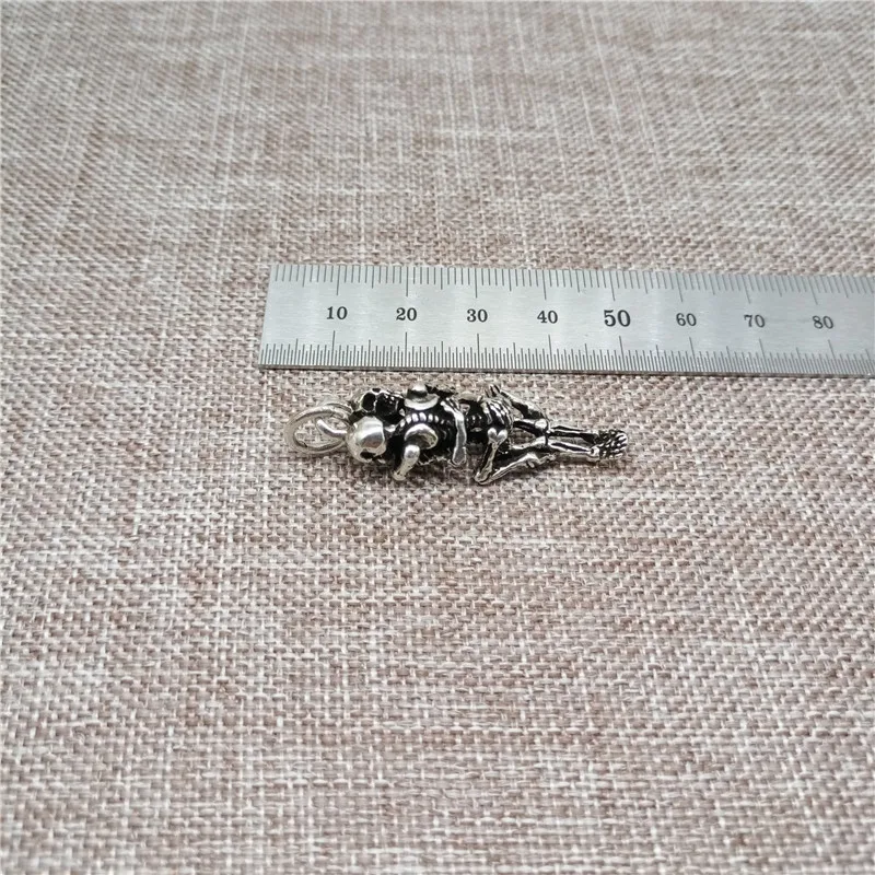 925 Sterling Silver Skeleton Skull Hug Forever Love Sex Pendant for Necklace
