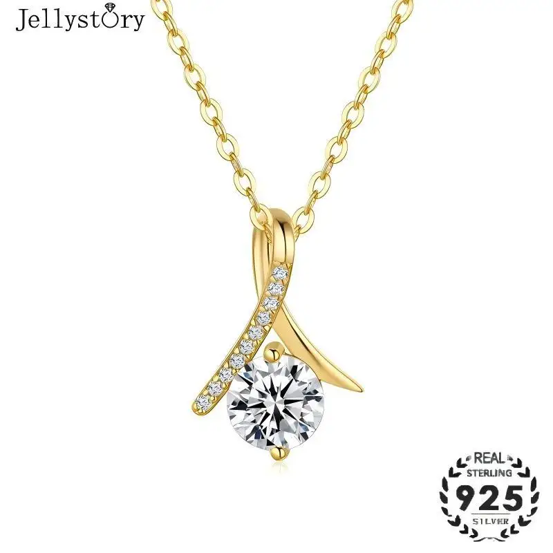 BR Geometric 925 Silver Moissanite Pendant Necklace for Women 14K Gold Plated VVS Diamond Irregular Minimalist Jewelry Gift