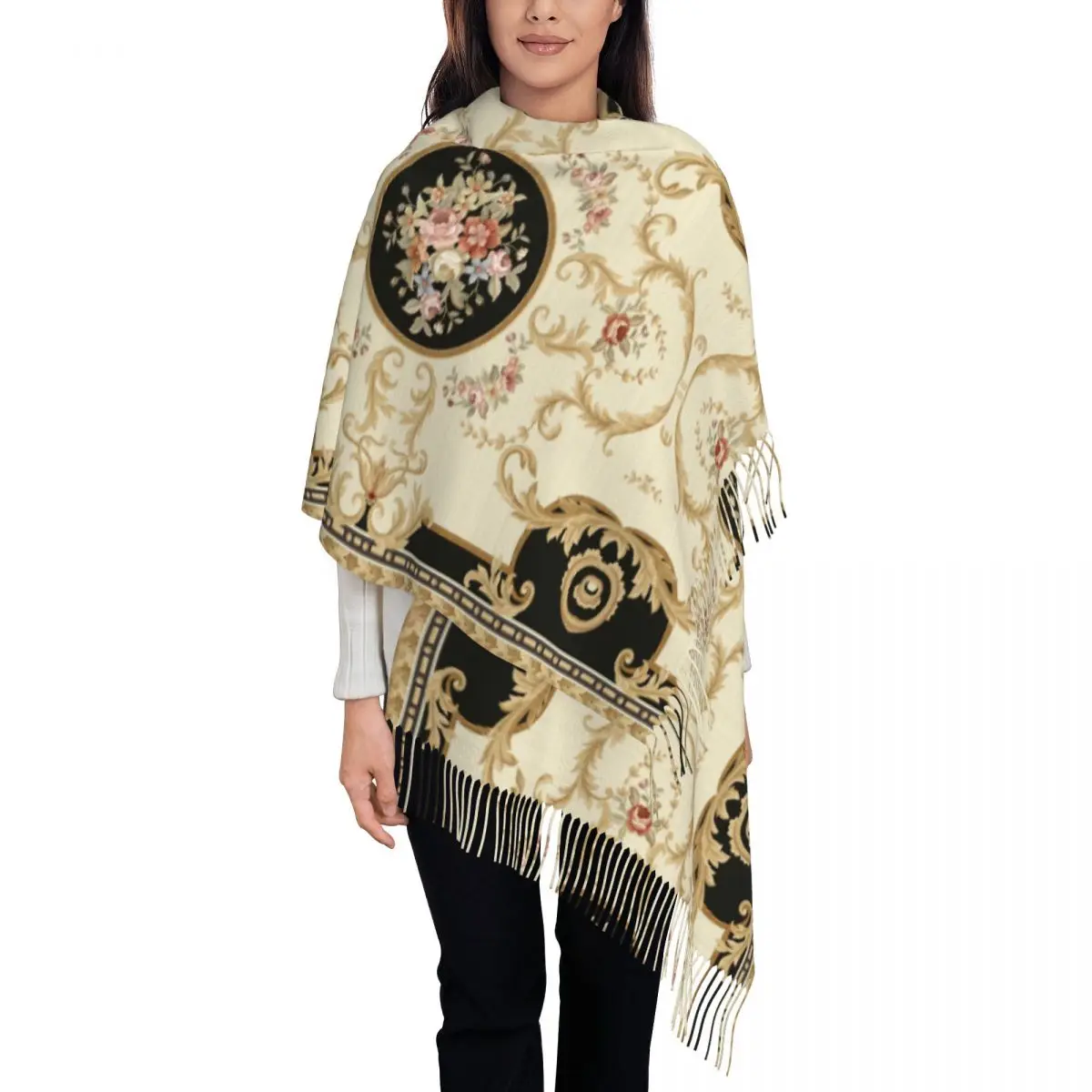 

Женский Длинный богемный ковер в этническом стиле, толстая теплая шаль с кисточками, античный персидский ковер, шарф