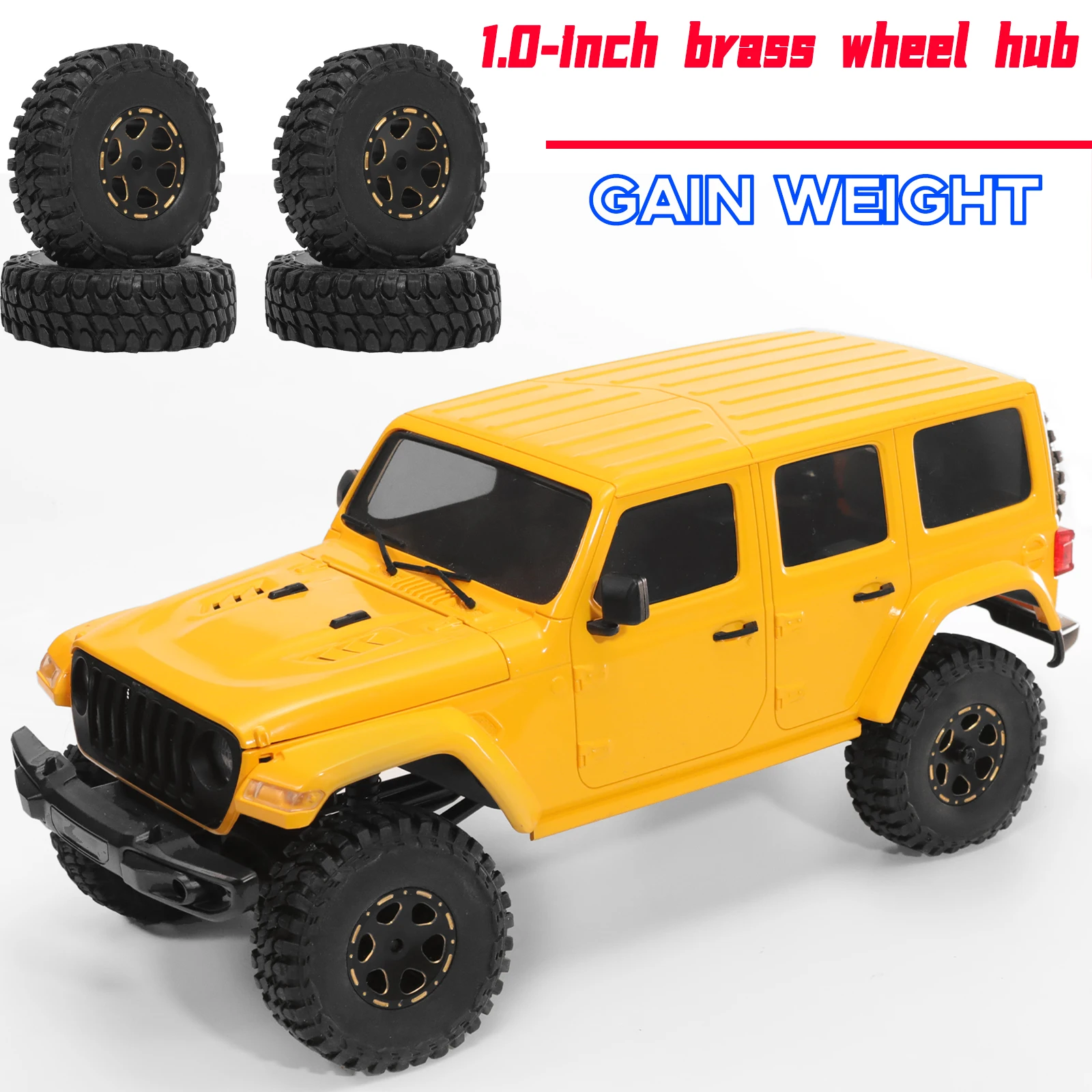 

4 шт., 1,0 дюйма, латунные ступицы колеса с бусинами, набор шин для 1/24 RC гусеничного автомобиля, осевой SCX24 AXI00001, засов Gladiator Xiaomi JIMNY