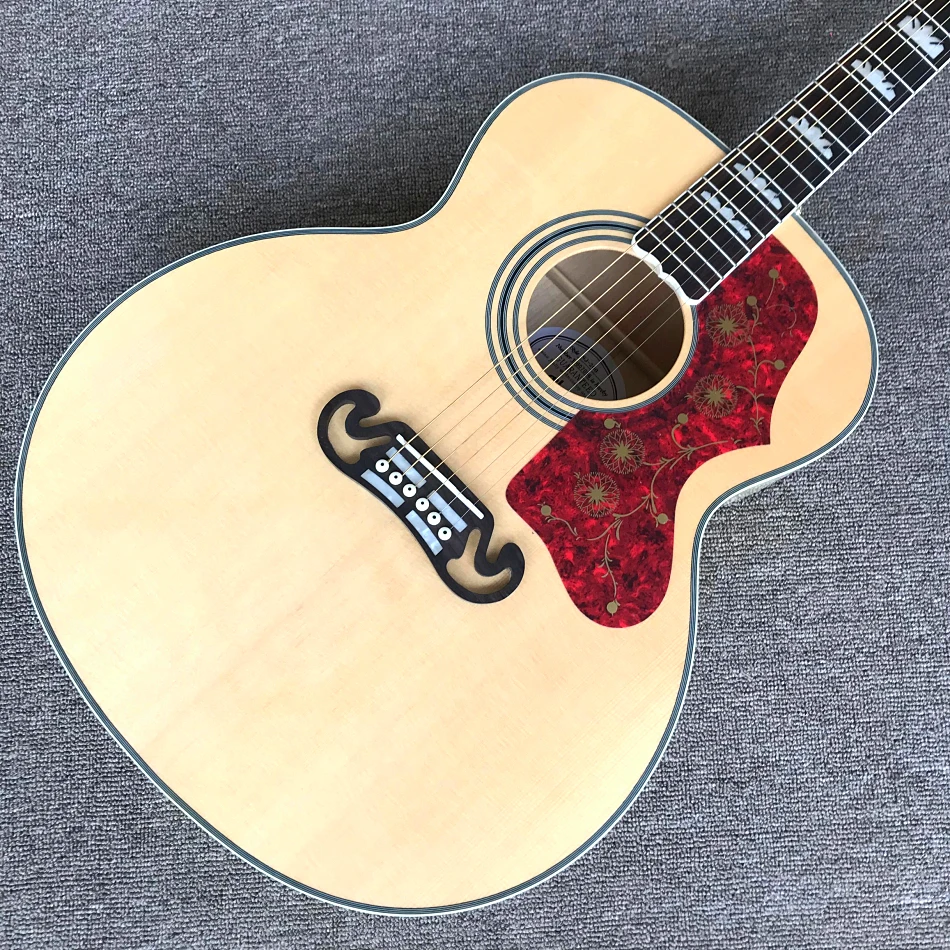 Made in China, 43 inch natural wood electric acoustic guitar, front spruce veneer, free shipping