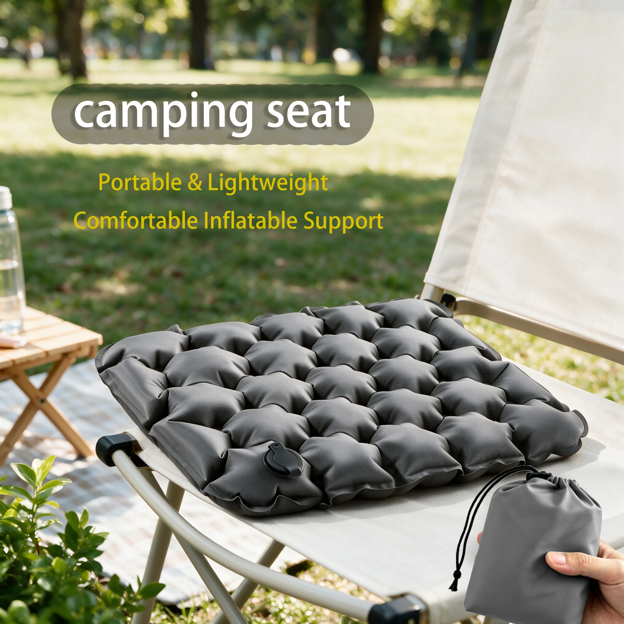 Tragbares Aufblasbares Sitzkissen, Ultraleichte Faltbare Luftmatte für Outdoor Camping Picknick Reisen Auto Zuhause