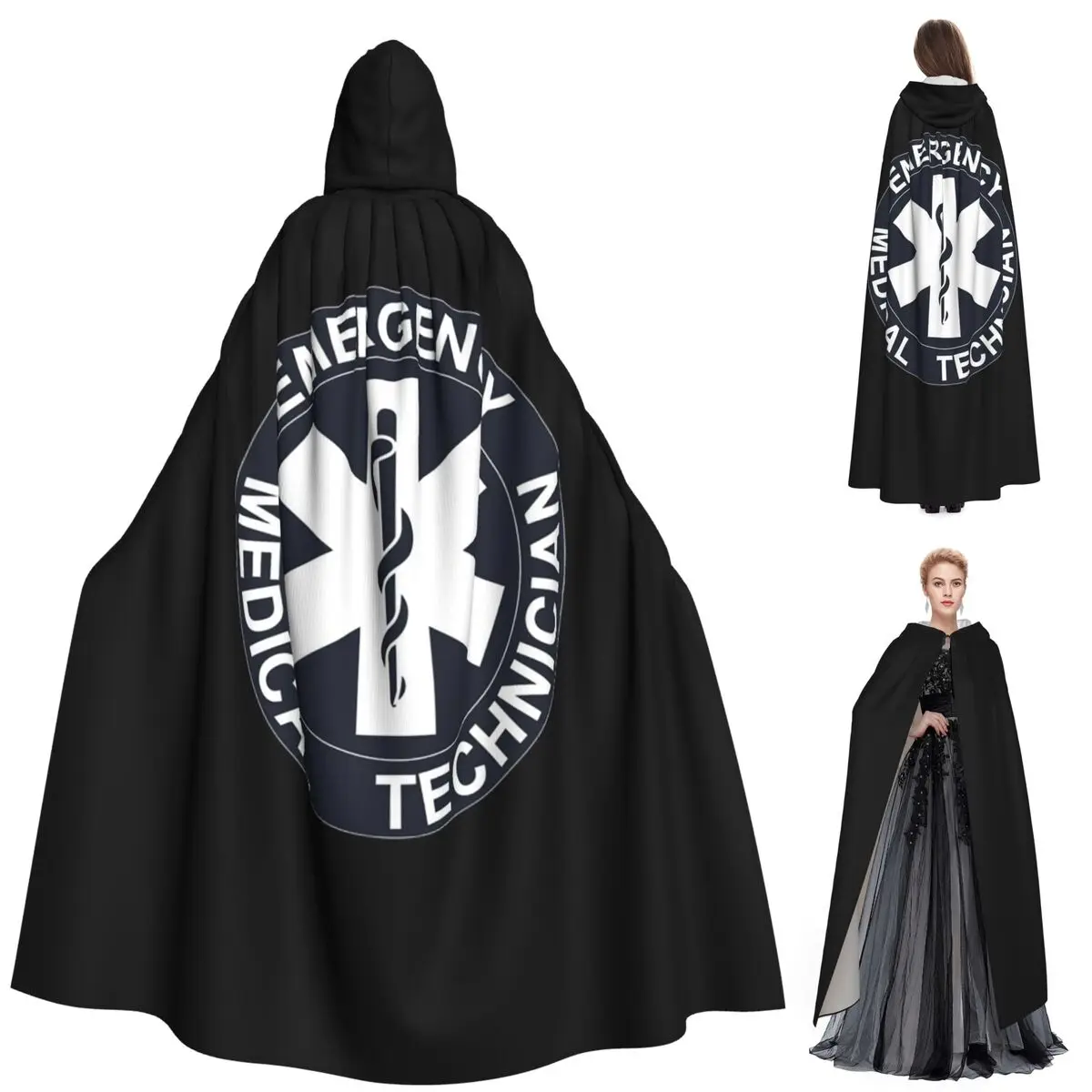 

Emt Star Of Life Emergency Medical Длинный плащ с капюшоном Ведьма Средневековый костюм Косплей Накидка Хэллоуин Вампир Взрослый унисекс