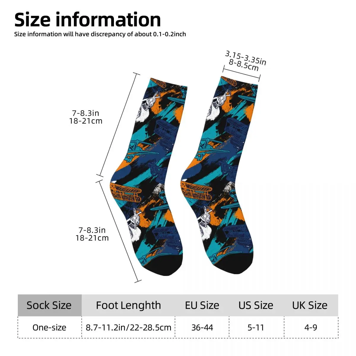 Hip Hop Vintage Planes Graffiti Crazy Men's Socks Unisex Airplane Pattern Street Style Seamless Printed Crew Sock Boys Gift