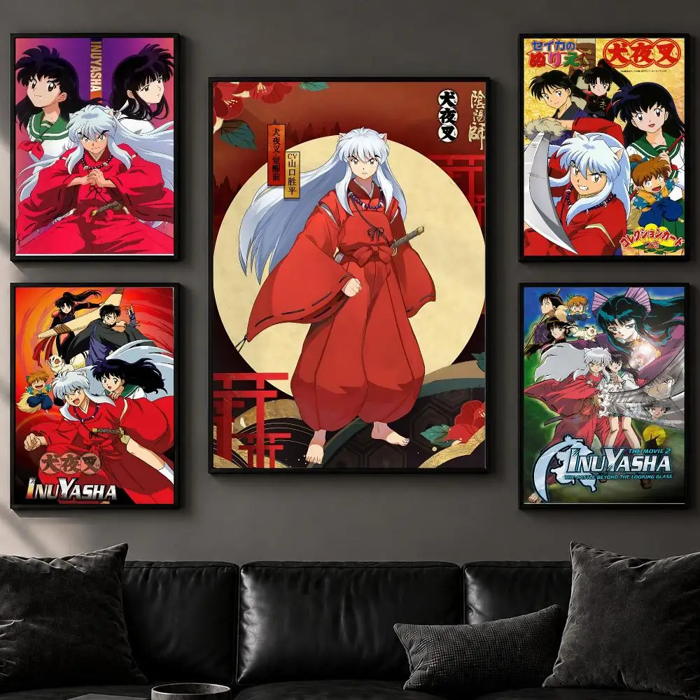 Anime I-InuyashaS Poster Art  Self-Adhesive No Glue Residue Wall Decor for Bedroom Living Room