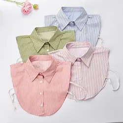 Fashion Stripe Collar Fake Collar Shirt Women Removable Decoration Blouse Detachable False Lapel Collar Tops Clothes Accessories