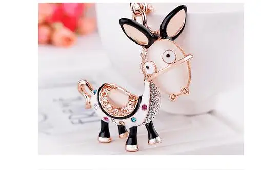 10pcs/lot creative style woman Rhinestone Crystal Lovely Donkey keychain Keyring For Car Handbag Chram donkey key ring