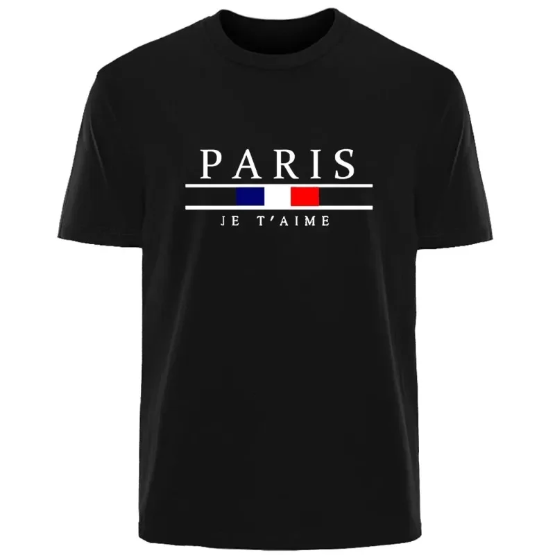 Yaz Harajuku yüksek sokak Paris erkekler pamuk baskılı tişört nefes ter emici rahat moda erkekler triko sokak giyim